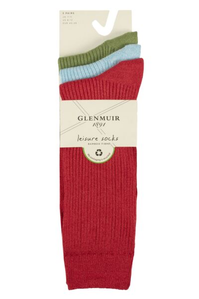 Mens 3 Pair Glenmuir Bamboo Leisure Socks