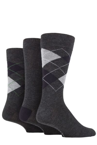 3 Pair Classic Bamboo Argyle Socks Men's - Glenmuir