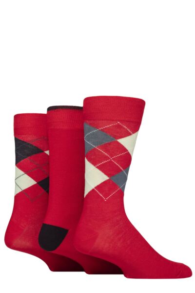 3 Pair Classic Bamboo Argyle Socks Men's - Glenmuir