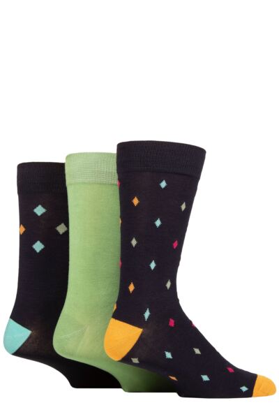 Mens 3 Pair Glenmuir Patterned Bamboo Socks
