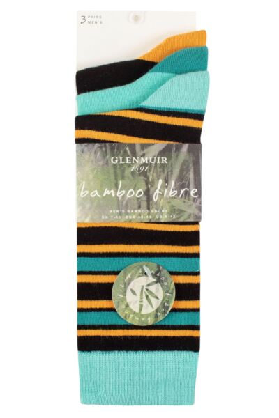 Mens 3 Pair Glenmuir Patterned Bamboo Socks
