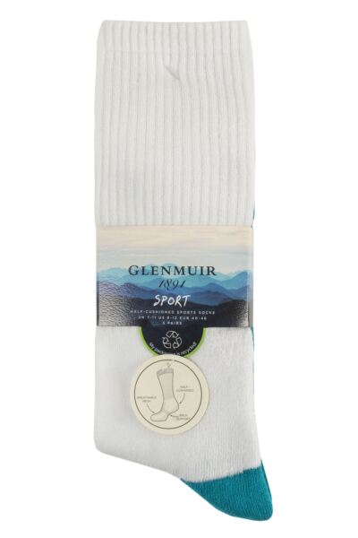 Mens 3 Pair Glenmuir Half Cushioned Bamboo Sports Socks