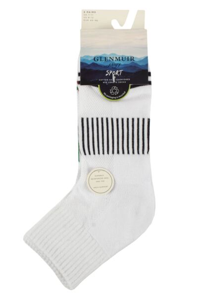Mens 3 Pair Glenmuir Sport Cotton Half-Cushioned Mid Length Socks