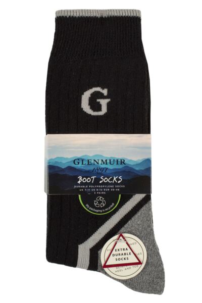 Mens 3 Pair Glenmuir Durable Cotton Boot Socks