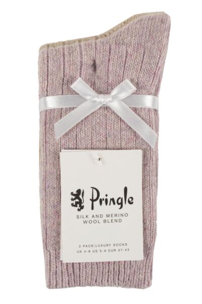 Women's 2 Pair Pringle Silk and Merino Wool Blend Luxury Socks