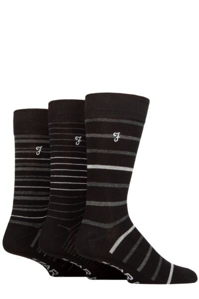 3 Pair Luxury Bamboo Stripe Plain and Argyle Socks Men's - Farah
