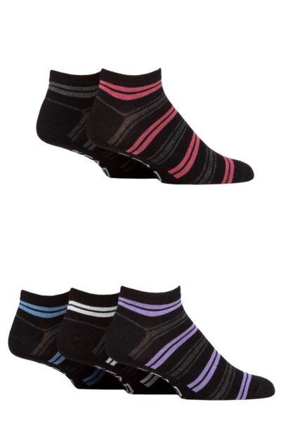Mens 5 Pair Farah Striped Bamboo Trainer Socks