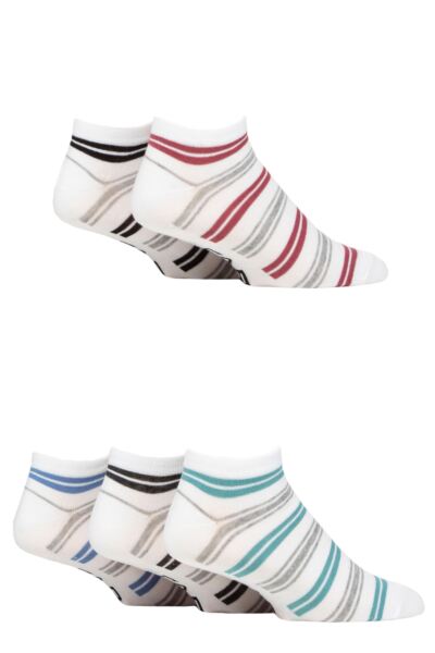 Mens 5 Pair Farah Striped Bamboo Trainer Socks