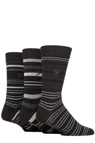 Mens 3 Pair Farah Argyle, Patterned and Striped Cotton Socks