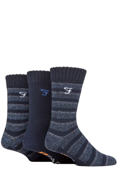 Mens 3 Pair Farah Striped Cushioned Boot Socks