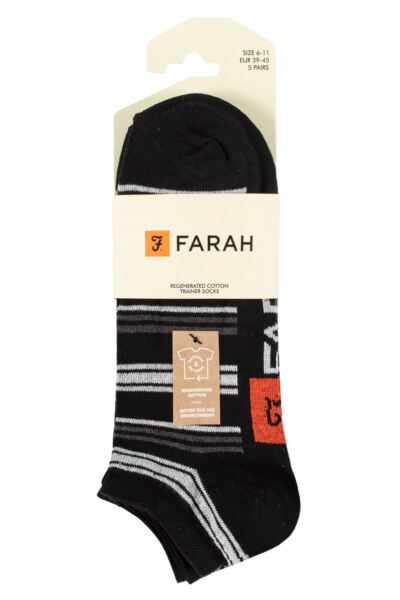 Mens 5 Pair Farah Striped Regenerated Cotton Trainer Socks