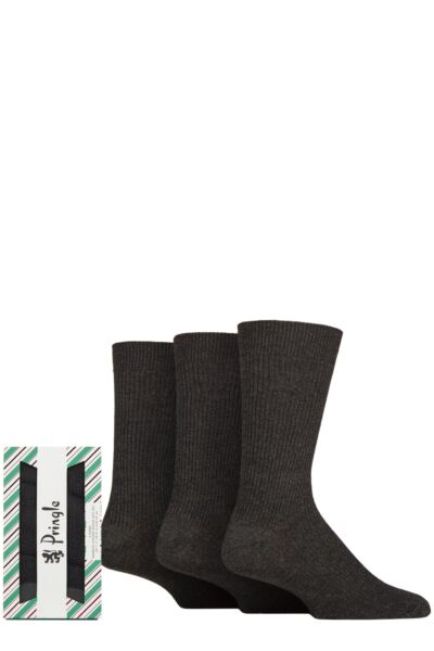 Mens 3 Pair Pringle Bamboo Leisure Socks in Candy Cane Gift Box