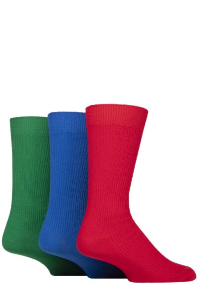 Mens 3 Pair Glenmuir Laird Cotton Ribbed Trouser Socks