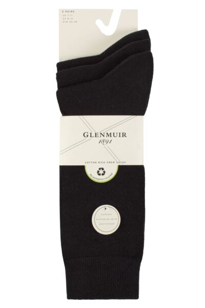 Mens 3 Pair Glenmuir Endrick Cotton Plain Trouser Socks