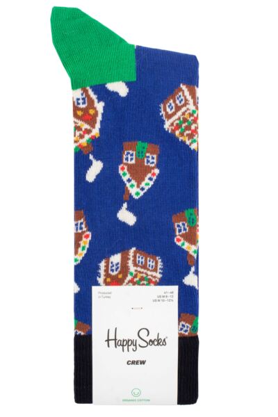 Mens and Women's 1 Pair Happy Socks Gingerbread House Socks