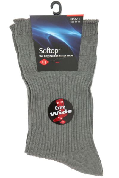 1 Pair Extra Wide Cotton Softop Socks Men's - HJ Hall