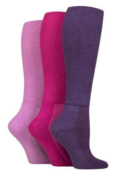 Mens and Women's 3 Pair IOMI FootNurse Cushion Foot Bamboo Diabetic Knee High Socks