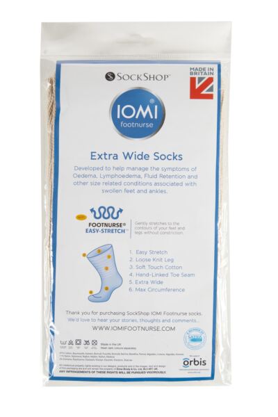 1 Pair FootNurse Oedema Extra Wide Cotton Socks Women's - IOMI