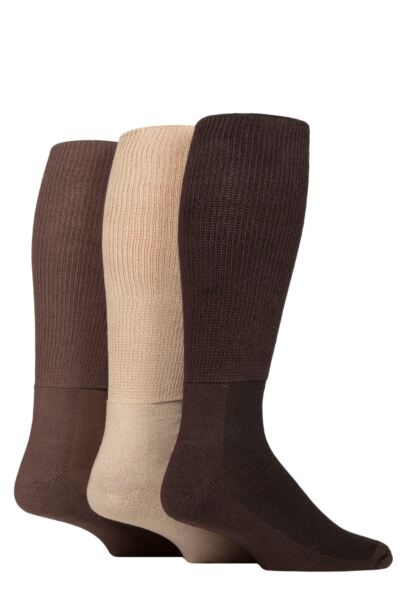 Mens and Women's 3 Pair IOMI FootNurse Cushion Foot Bamboo Diabetic Knee High Socks