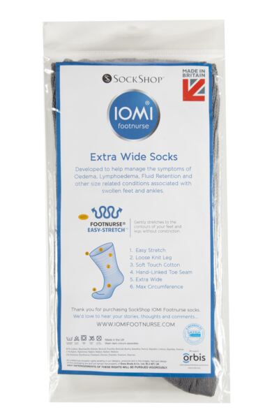 1 Pair FootNurse Oedema Extra Wide Cotton Socks Men's - Iomi