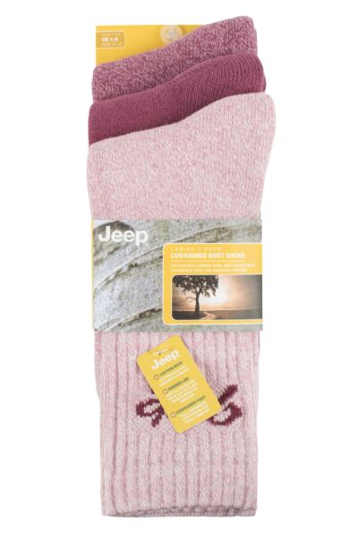 Women's 3 Pair Jeep Cushioned Foot Cotton Boot Socks