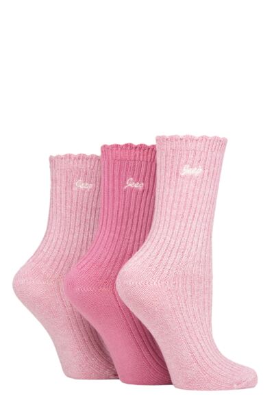 Women's 3 Pair Jeep Bamboo Scalloped Top Socks