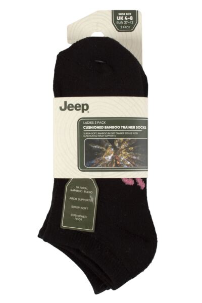 Women's 3 Pair Jeep Fully Cushioned Bamboo Trainer Socks