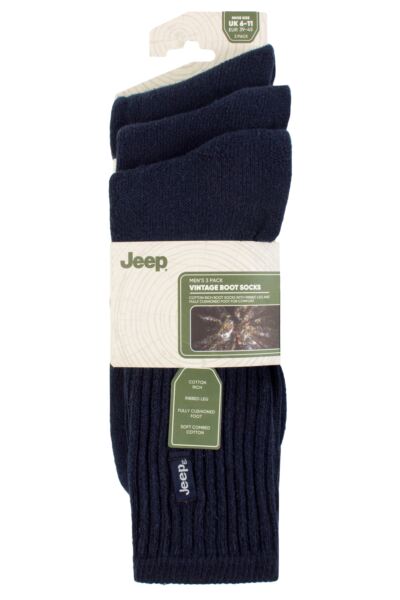 Mens 3 Pair Jeep Vintage Boot Socks