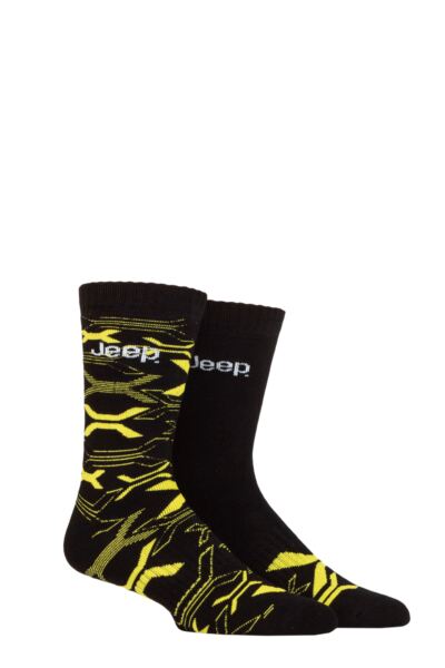 Mens 2 Pair Jeep Heavy Cushioned Bamboo Boot Socks