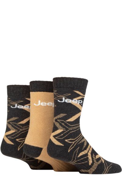 Mens 3 Pair Jeep Camo Cotton Boot Socks