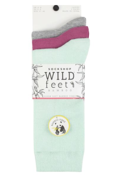 Women's 3 Pair Wildfeet Plain Bamboo Socks