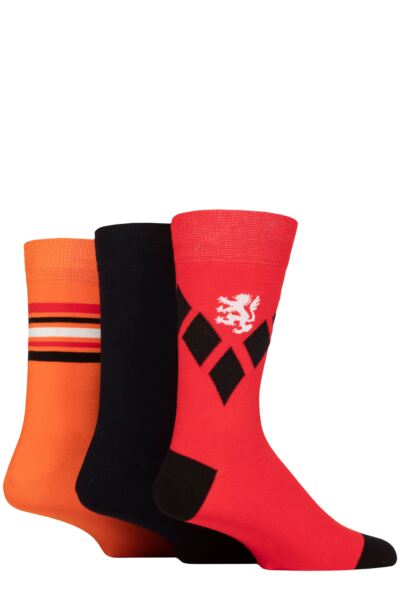 Mens 3 Pair Pringle Cotton and Recycled Polyester Patterned Socks