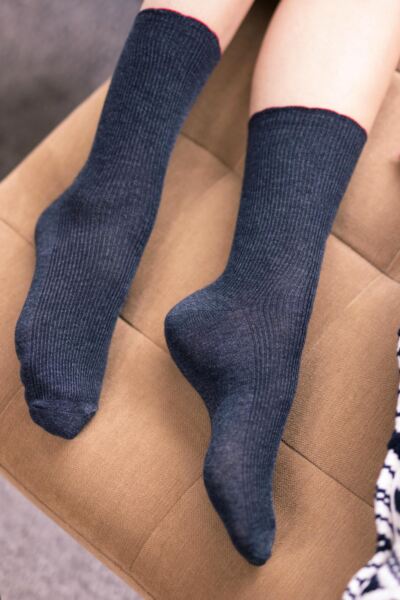 Women's 3 Pair Elle Ribbed Bamboo Socks with Scallop Top