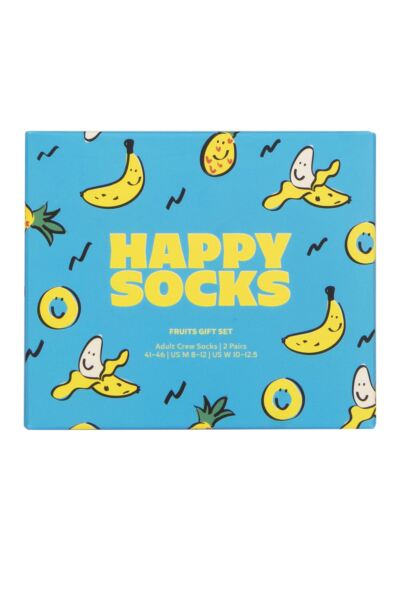 Mens and Women's 2 Pair Happy Socks Fruits Gift Boxed Socks