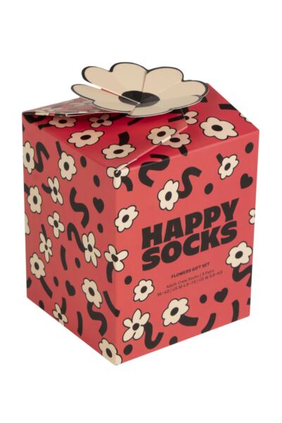 Mens and Women's 3 Pair Happy Socks Flowers Gift Boxed Socks