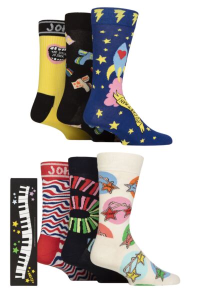 Mens and Women's 6 Pair Happy Socks Elton John Gift Boxed Socks