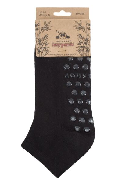 Mens and Women's 2 Pair Lazy Panda Bamboo Cushioned Slipper Socks