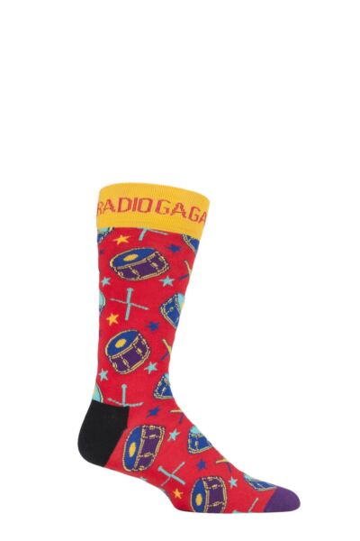1 Pair Queen 'Radio Ga Ga' Combed Cotton Socks Unisex - Happy Socks