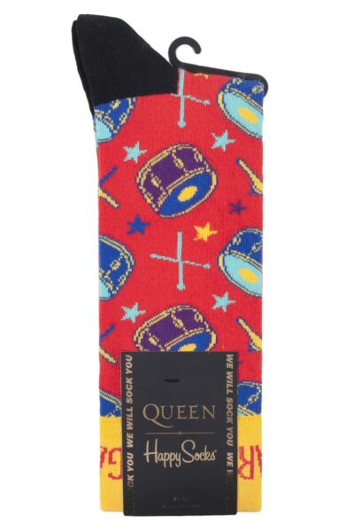 1 Pair Queen 'Radio Ga Ga' Combed Cotton Socks Unisex - Happy Socks
