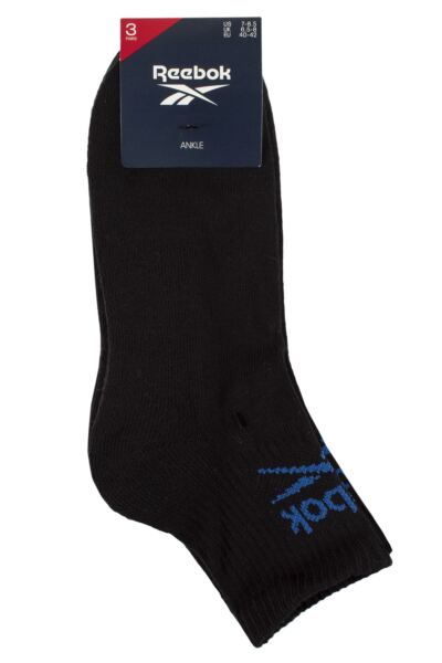 Mens and Women's 3 Pair Reebok Foundation Cotton Ankle Socks