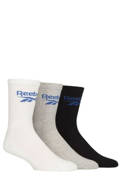 Mens and Women's 3 Pair Reebok Foundation Cotton Crew Socks