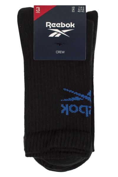 Mens and Women's 3 Pair Reebok Foundation Cotton Crew Socks