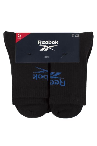 Mens and Women's 5 Pair Reebok Foundation Cotton Crew Socks