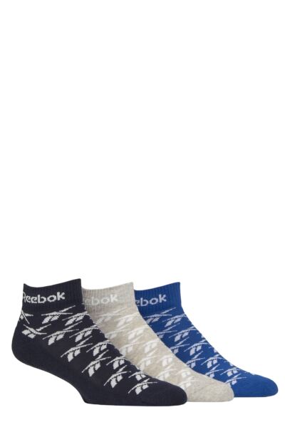 Mens and Women's 3 Pair Reebok Essentials Cotton Ankle Socks
