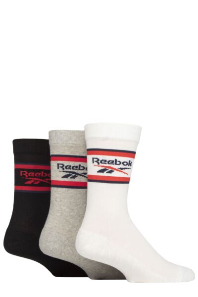 Mens and Women's 3 Pair Reebok Essentials Cotton Crew Socks