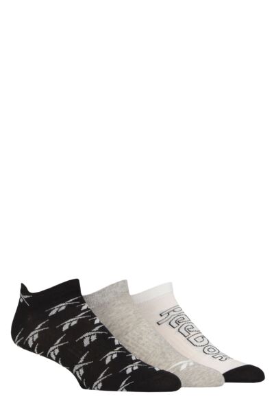 Mens and Women's 3 Pair Reebok Essentials Cotton Trainer Socks with Arch Support