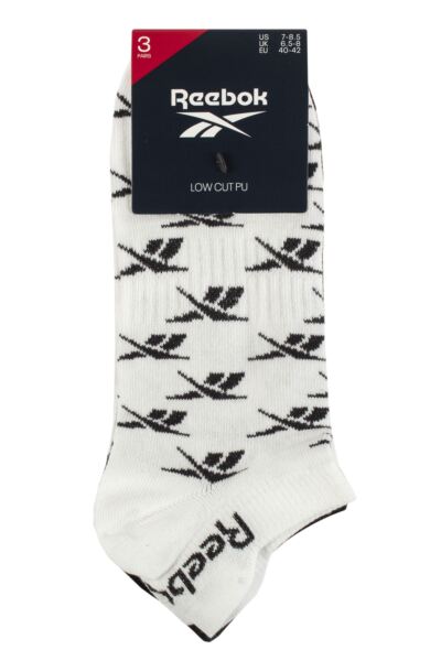 Mens and Women's 3 Pair Reebok Essentials Cotton Trainer Socks with Arch Support