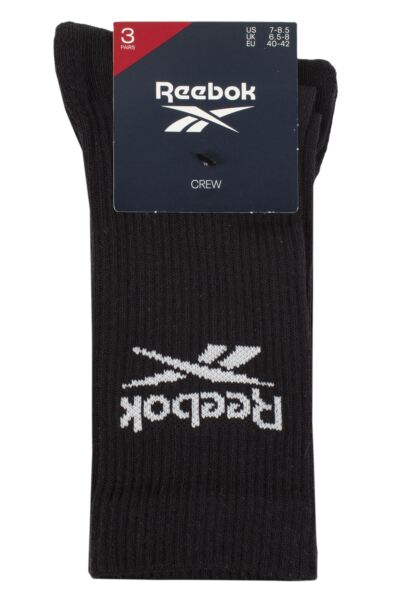 Mens and Women's 3 Pair Reebok Core Ribbed Cotton Crew Socks