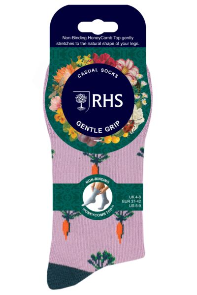 Women's 3 Pair Gentle Grip RHS Royal Horticultural Society Patterned Cotton Socks