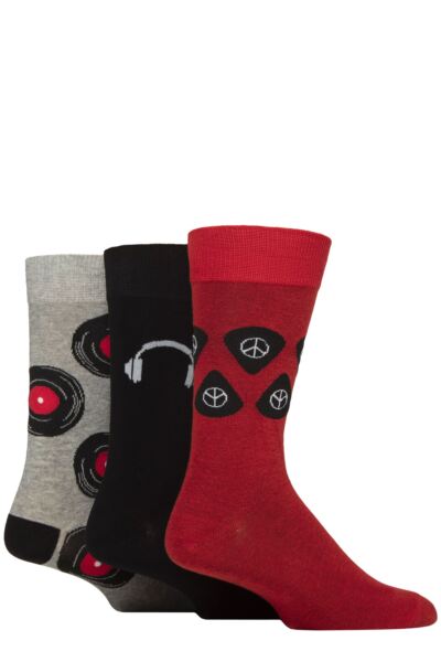 Mens 3 Pair Wildfeet Novelty Patterned Cotton Socks